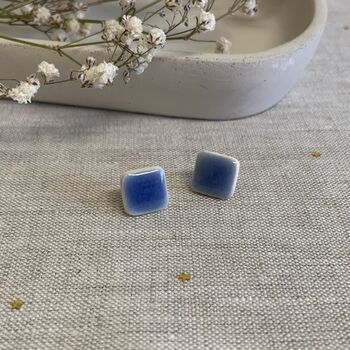Blue Square Ceramic Earrings, 6 of 8