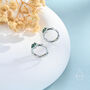 Emerald Green Cz Flower Huggie Hoop Earrings, thumbnail 7 of 11