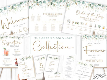 Save The Date Cards With Green And Gold Leaf, 6 of 6