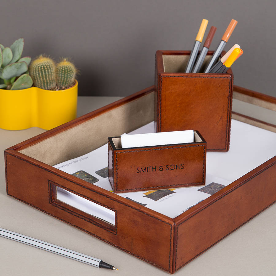 Personalised Norfolk Leather Desk Set Two Colours By ginger rose ...