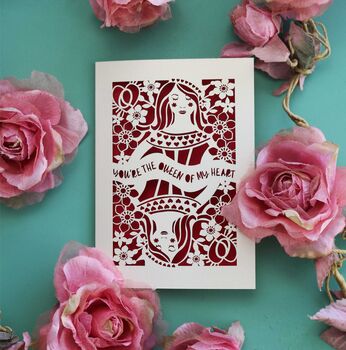 Queen Of My Heart Paper Cut Card, 3 of 8