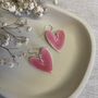 Bright Pink Statement Ceramic Heart Earrings, thumbnail 3 of 8