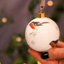 Robin And Snowflake Christmas Bone China Bauble, thumbnail 2 of 4