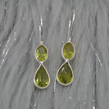Peridot Teardrop Earrings: Silver Or Gold, 4 of 9