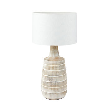 White Wash Wood Textured Table Lamp With Tall Neck, 8 of 9