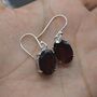 Garnet Earrings: Dangle Drop, Oval, January Birthstone, thumbnail 1 of 11