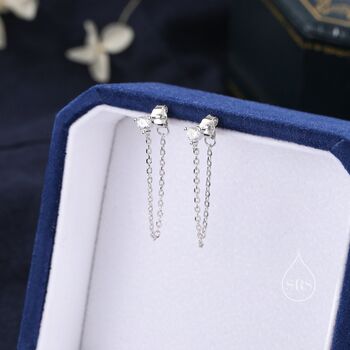 Sterling Silver Cz With Chain Ear Jacket, 7 of 11