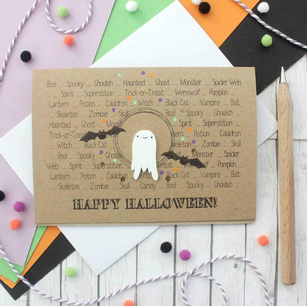 Happy Halloween Card With Ghost, 1 of 5