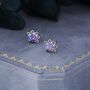 Sterling Silver Purple Opal Crown Stud Earrings, thumbnail 5 of 10