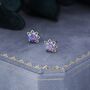 Sterling Silver Purple Opal Crown Stud Earrings, thumbnail 5 of 11