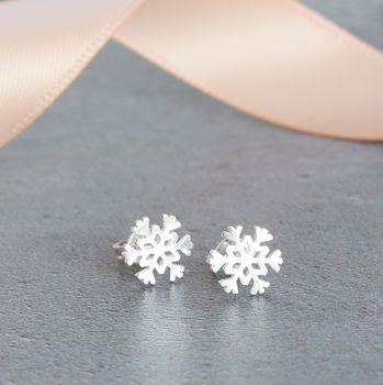 Silver Plated Snowflake Stud Earrings, 7 of 9