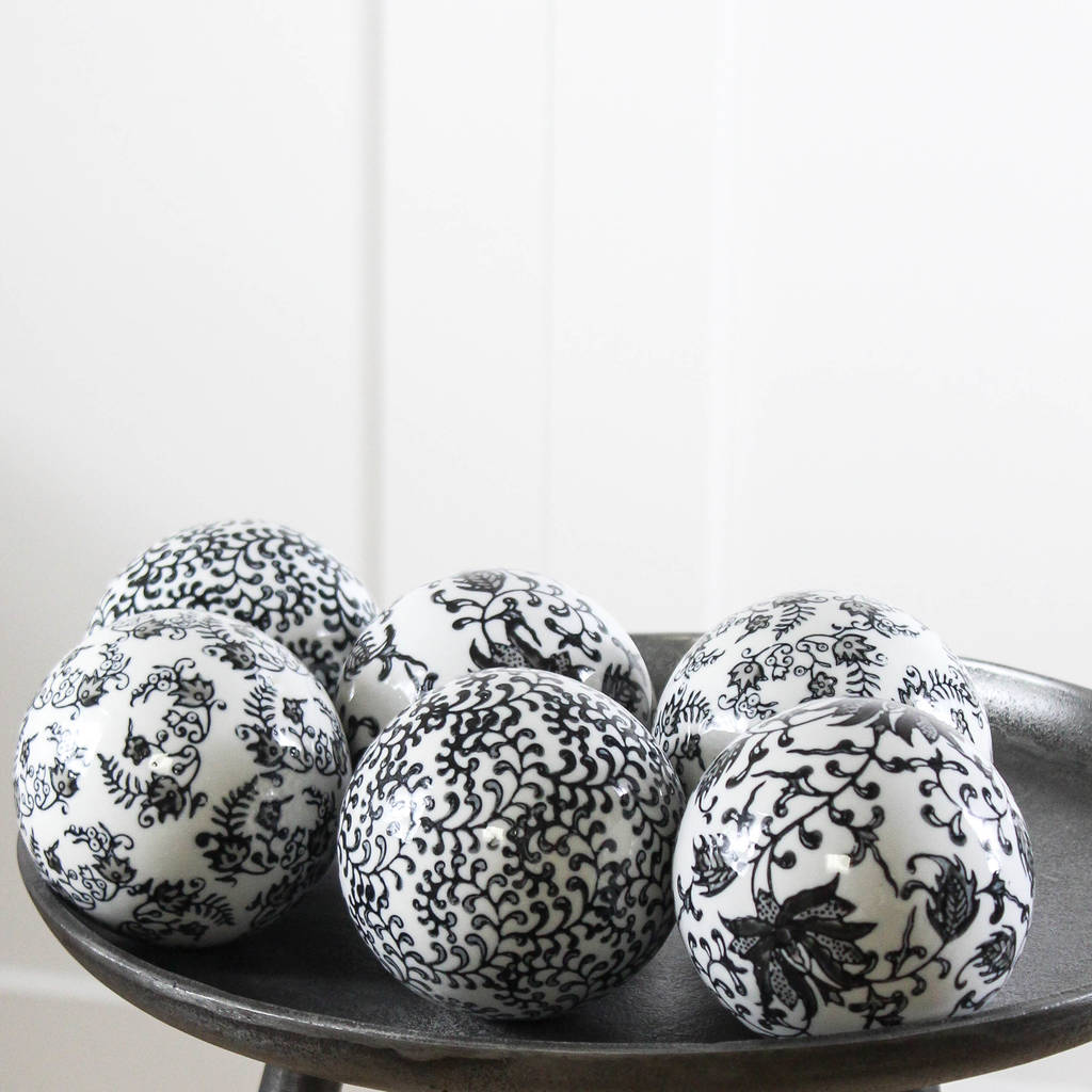 ceramic balls black and white set of six by marquis & dawe