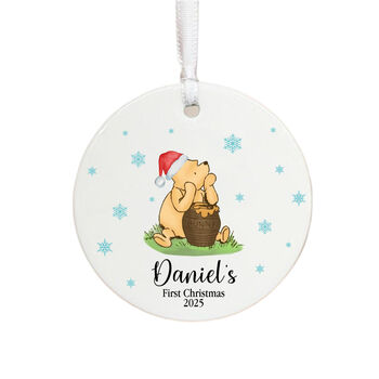 Personalised Pooh Bear Baby's Christmas Bauble Keepsake, 3 of 3