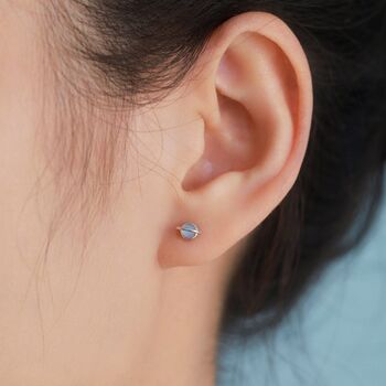 Sterling Silver Moonstone Planet Screw Back Earrings, 6 of 11