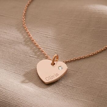 Birthstone Heart Charm Personalised Name Necklace, 3 of 12