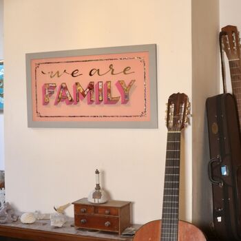 'We Are Family' Framed Handmade Gold Typographic Sign, 6 of 6