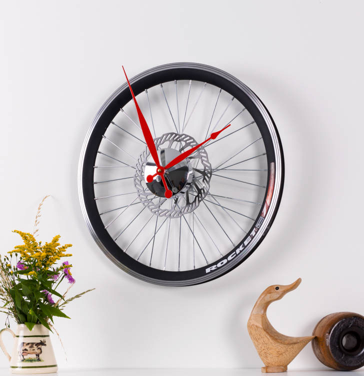 Handmade Racing Bike Wheel Clock With Brake Disc Small, 1 of 3
