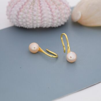 Genuine Pink Freshwater Pearl Hook Earrings, 2 of 12