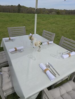 Herringbone Outdoor Garden Tablecloth With Parasol Hole, 3 of 5