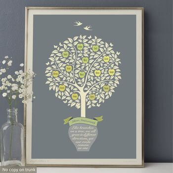 Silver Anniversary Gift Personalised Family Tree Print, 9 of 12