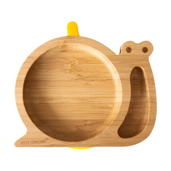 Bamboo Tableware Suction And Section Plate Snail Yellow, 2 of 4