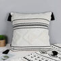 Black And White Tufted Boho Square Pillow Cover, thumbnail 1 of 4