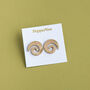Swirl Stud Earrings In Recycled Eco Brass, thumbnail 3 of 4