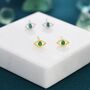 Sterling Silver Tiny Emerald Green Evil Eye Stud Earrings, thumbnail 3 of 12