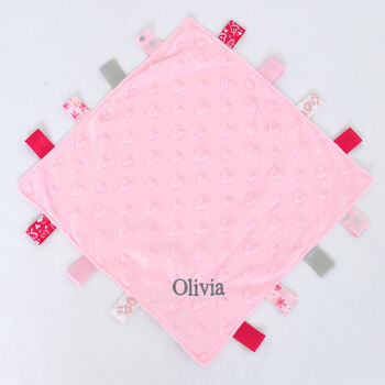 Personalised Pink Comforter With Taggies, 3 of 8
