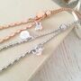 Personalised Rose Gold Seed Slider Bracelet With Baby Robin, thumbnail 2 of 5