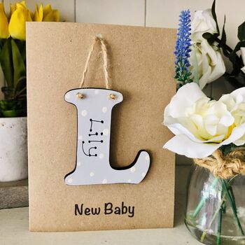 Personalised New Baby Alphabet Letter Wooden Card, 4 of 4