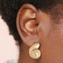 Spiral Shell Pearl Stud Earrings In Gold Plating, thumbnail 1 of 4