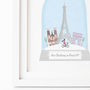 Personalised Paris Snow Globe Print, thumbnail 3 of 5