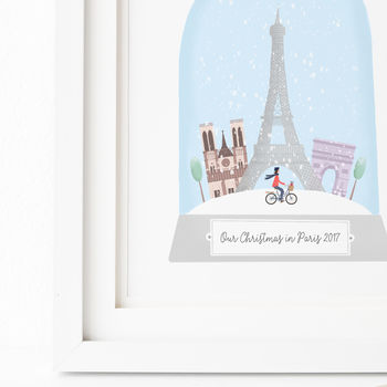 Personalised Paris Snow Globe Print, 3 of 5
