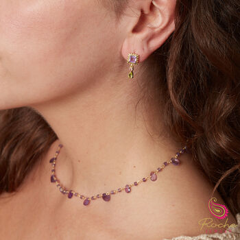 Amethyst, Tourmaline And Peridot Stud Drop Earrings, 2 of 8