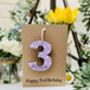 Personalised 3rd Third Birthday Card Wooden Three Gift, thumbnail 9 of 9