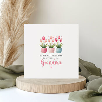 Customisable Granny Mother's Day Card: Potted Tulip Design, 4 of 5