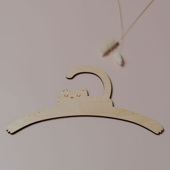 Personalised Childrens Coat Hanger With Cat Design, 3 of 7