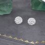 Silver Hammered Disk Stud Earrings, thumbnail 2 of 12