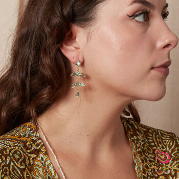 Labradorite Leaf Shaped 18k Gold And Silver Stud Drops, 2 of 11