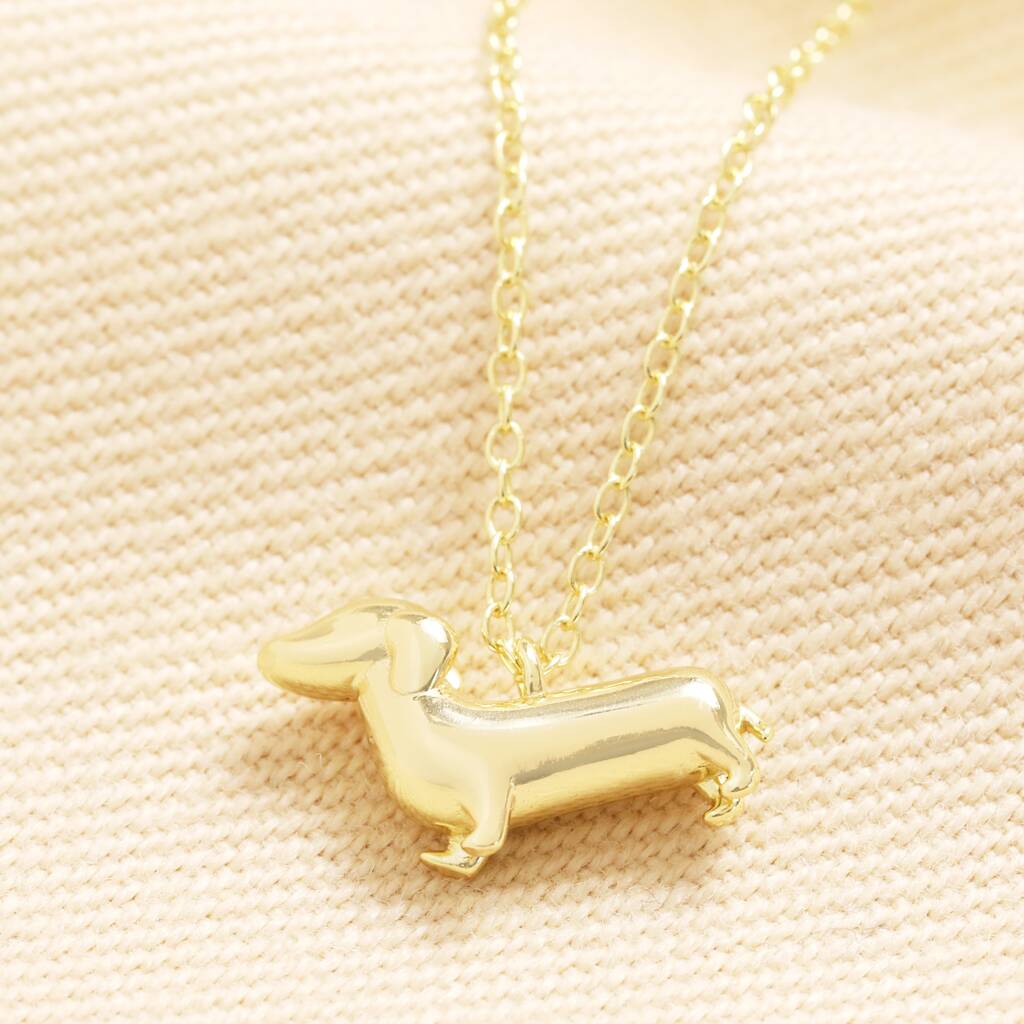 Sterling Silver Sausage Dog Pendant Necklace, 1 of 2