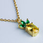 Sterling Silver Gold Colour Crystal Pineapple Pendant Necklace, thumbnail 3 of 6