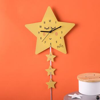 Children's Sleepy Star Matt Bedroom Clock With Name, 5 of 9