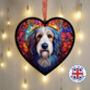 Bearded Collie Stained Glass Effect Heart Suncatcher, thumbnail 1 of 6
