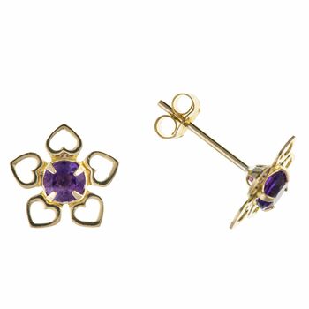 9ct Gold Flower Of Hearts Birthstone Studs, 2 of 9