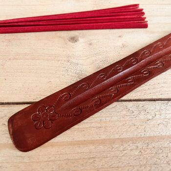 Incense Stick Holder Embossed Floral Swirl Ash Catcher, 4 of 4