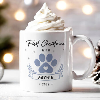 Personalised First Christmas With Pet Mug New Dog Cat Owner Christmas Gift, 6 of 9