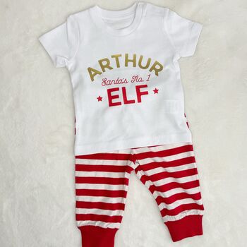 Personalised Childs Elf Christmas Pyjamas, 2 of 2