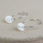 Sterling Silver Circle Initial Charm Hoops, thumbnail 3 of 4