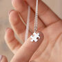 Engraved Jigsaw Necklace, Sterling Silver, thumbnail 2 of 7
